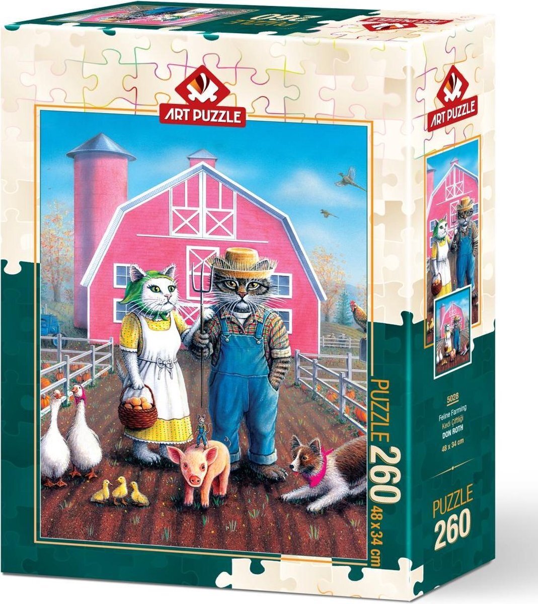 Art Puzzle Feline Farming Don Roth 260 XXL puzzel met grote stukken vooor volwassenen