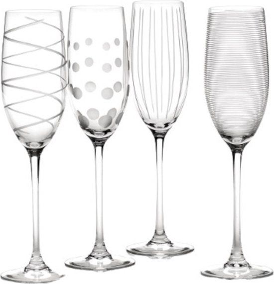 Mikasa Cheers Champagneglazen - 250 ml - 4 stuks - Transparant/Zilver