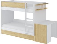 Vente-unique Stapelbed hout natuurlijk licht, wit 90 x 190 cm
