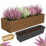 BOGATECO Houten bloembak | Plantenbak | Bloempot 64 x 20 x 14,5 cm | Kruidenpot | Bloempot met kunststof inzetstuk | Waterdicht | Donkerbruin