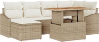 vidaXL Tuinbank Set Beige Polyrattan