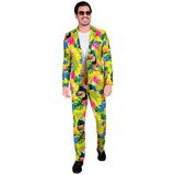 W WIDMANN MILANO Party Fashion - Kostuum party fashion pak, tropisch patroon, jas en broek, neon, Hawaii, paradijsvogel, showmen