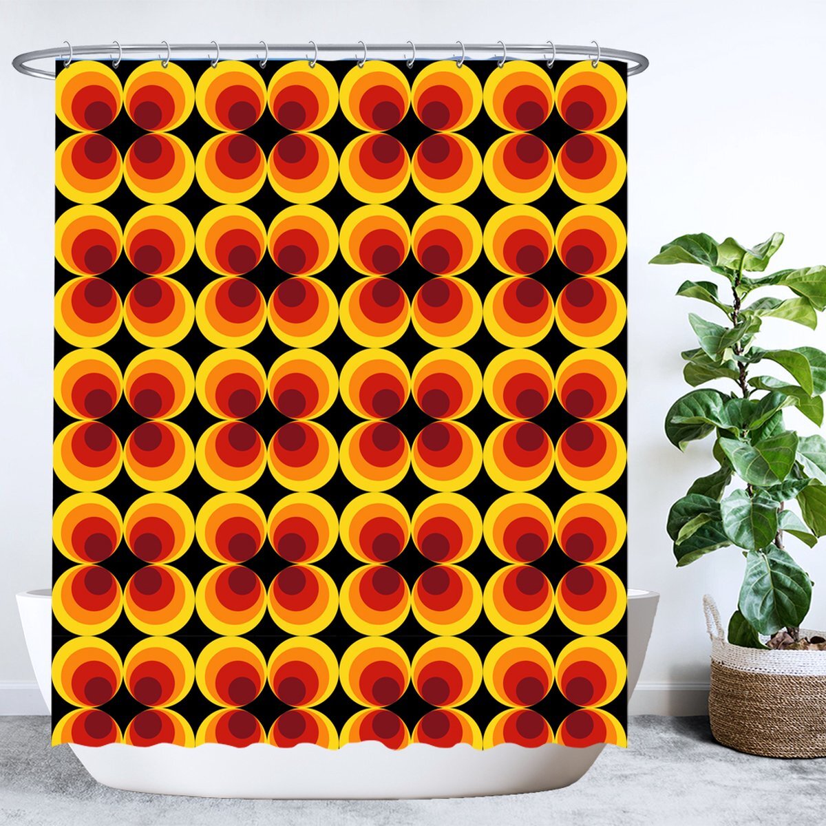 Ulticool Douchegordijn - Retro Vintage Flowers 60's 70's - 180 x 200 cm - met 12 ringen