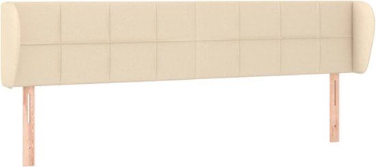vidaXL Hoofdbord - met - randen - 203x23x78/88 - cm - stof - crèmekleurig