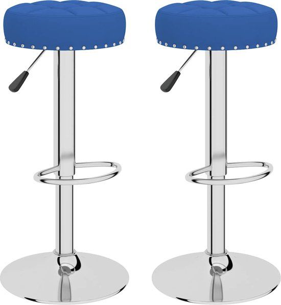vidaXL Barkrukken - 2 stuks - Stof - Blauw
