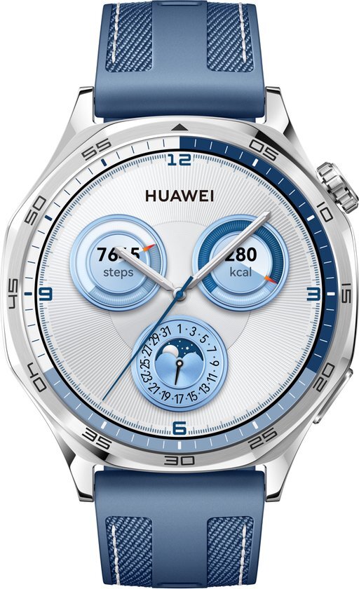 HUAWEI WATCH GT5 46mm Blauw Geweven Horlogeband - Verbeterd 24/7 gezondheidsbeheer - Tot 2 weken batterijduur - Compatibel met iOS & Android