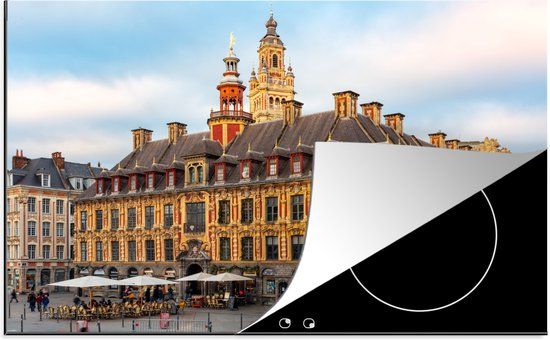 KitchenYeah® Inductie beschermer 77x51 cm - Plein in de historische stad Lille - Inductie kookplaat accessoire