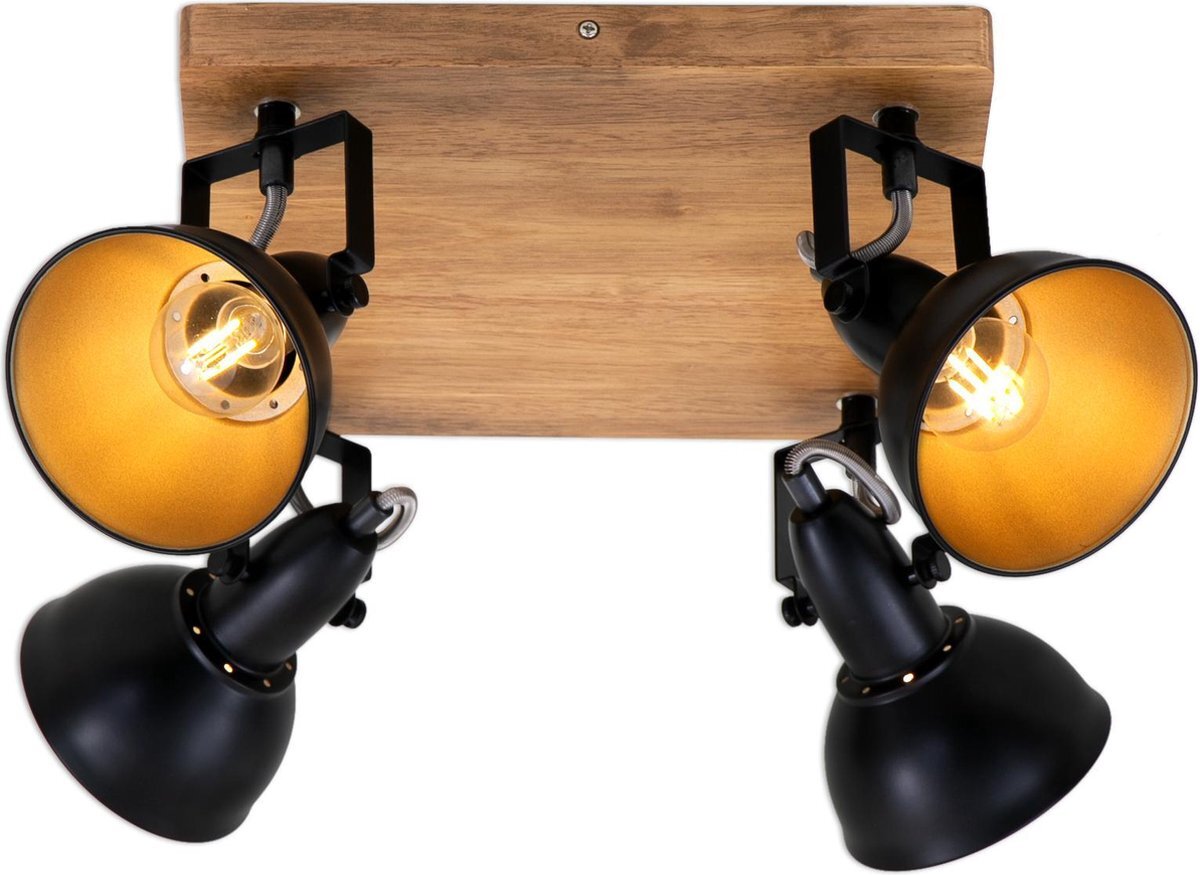 Briloner Leuchten WOOD & STYLE plafondlamp - spots draaibaar - 4xE14 - hout en Metaal