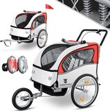 Fietskar kind - fietsaanhanger - 2-zits - veerdemping - rood