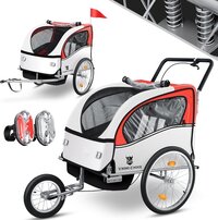 Fietskar kind - fietsaanhanger - 2-zits - veerdemping - rood