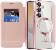 Techsuit Hoesje geschikt voor Samsung Galaxy S24 FE - SmartMag Book Wallet Case - Geschikt voor MagSafe - Roze