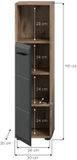 Hioshop Ice badkamerkast 1 deur, 1 plank zwart mat, eiken decor.