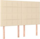 vidaXL Hoofdbord Crème Stof 144x5x118/128 cm