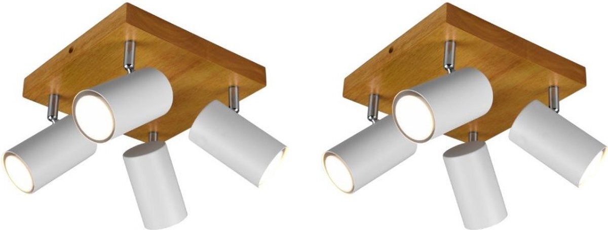 TRIO Lighting Marley 4-Spot Wit Houtkleurige basis - 2 stuks