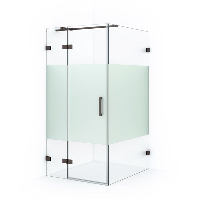 Maxaro Douchecabine Diamond 120x90cm 8mm Helder Veiligheidsglas met Matte Strook Zwart Metaal