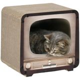 PawHut Krabpaal voor katten, 2-in-1, tv-vorm, 39 x 29 x 37 cm, bruin