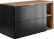 3xE living Armoire de salle de bain, noir/chêne, avec poignée dorée, 100 x 57 x 46 cm