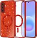 Techsuit Hoesje geschikt voor Samsung Galaxy A57 - Luxury Glitter Back Cover - Geschikt voor MagSafe - Rood