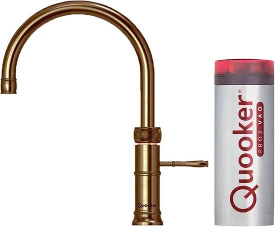 Quooker Classic Fusion Round kokendwaterkraan - Messing Patina (Goud) - PRO3 reservoir