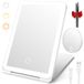 Oplaadbare make-upspiegel met verlichting, opvouwbaar en ultraslank met 10x vergroting, 3 verlichtingsmodi, touchscreen, USB-oplaadbaar, make-upspiegel voor op reis en thuis, wit