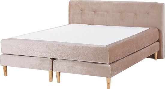 MARQUISE - Tweepersoons boxspring - Beige - 160 x 200 cm - Fluweel