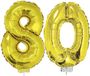 Merkloos / Sans marque Espa Nv 80 jaar leeftijd versiering cijfers - ballonnen op stokje - van 41 cm - Combi van cijfer 80 - in het goud - feestartikelen verjaardag