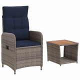 vidaXL Loungeset 2-zits PE Rotan en Poedergecoat Staal Grijs en Marineblauw