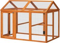 PawHut Kippenhok - Vurenhout - 140x88,5x106cm - Oranje