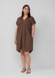 s.Oliver Robe mi-longue en mélange de lin avec poches latérales pour femmes