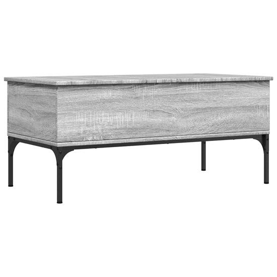 vidaXL Salontafel 100x50x45 cm bewerkt hout en metaal grijs sonoma
