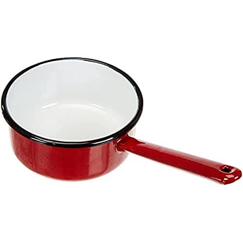Ibili Steelpan Promo 14 cm - Rood/Wit - Geëmailleerd Staal