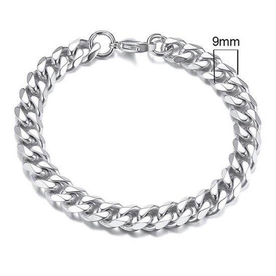 LGT JWLS Stalen heren armband Gourmet schakel Zilverkleurig 9mm-21cm