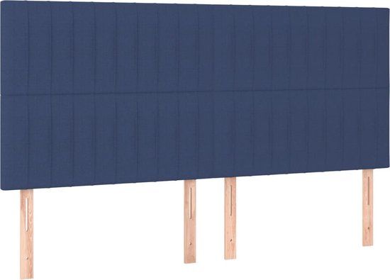 vidaXL Hoofdbord - Blauw - Stof - 180x5x118/128 cm