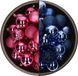 Bellatio Decorations Kerstballen mix - 74-delig - fuchsia roze en kobalt blauw - 6 cm - kunststof