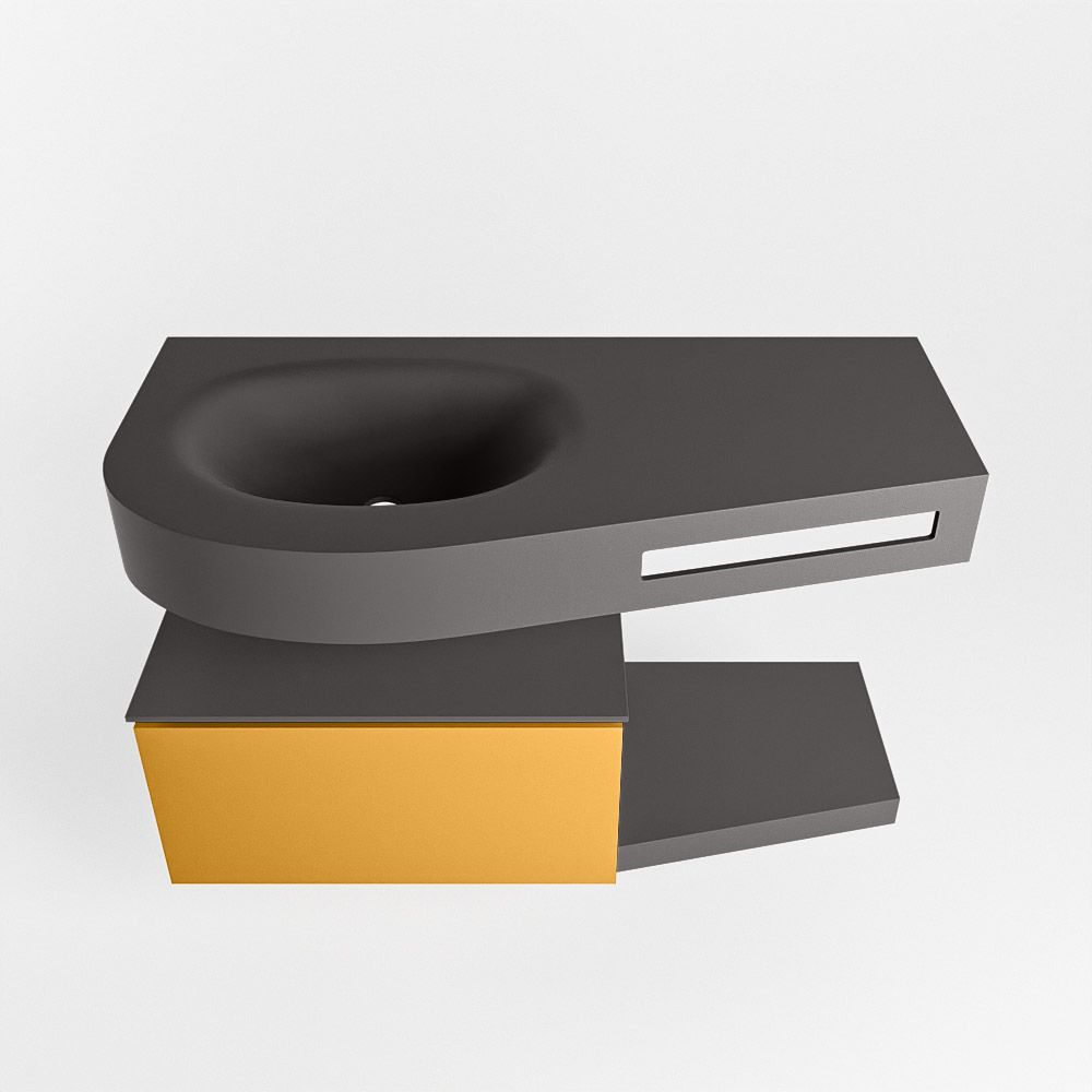 Mondiaz Riva Dulcet badkamermeubel links 100cm Dark Grey/Ocher