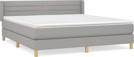 vidaXL Boxspring met matras stof lichtgrijs 180x200 cm