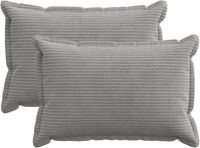vidaXL - Kussensloop - 2 stuks - HOUTEN - Lichtgrijs - 30 x 50 cm - corduroy