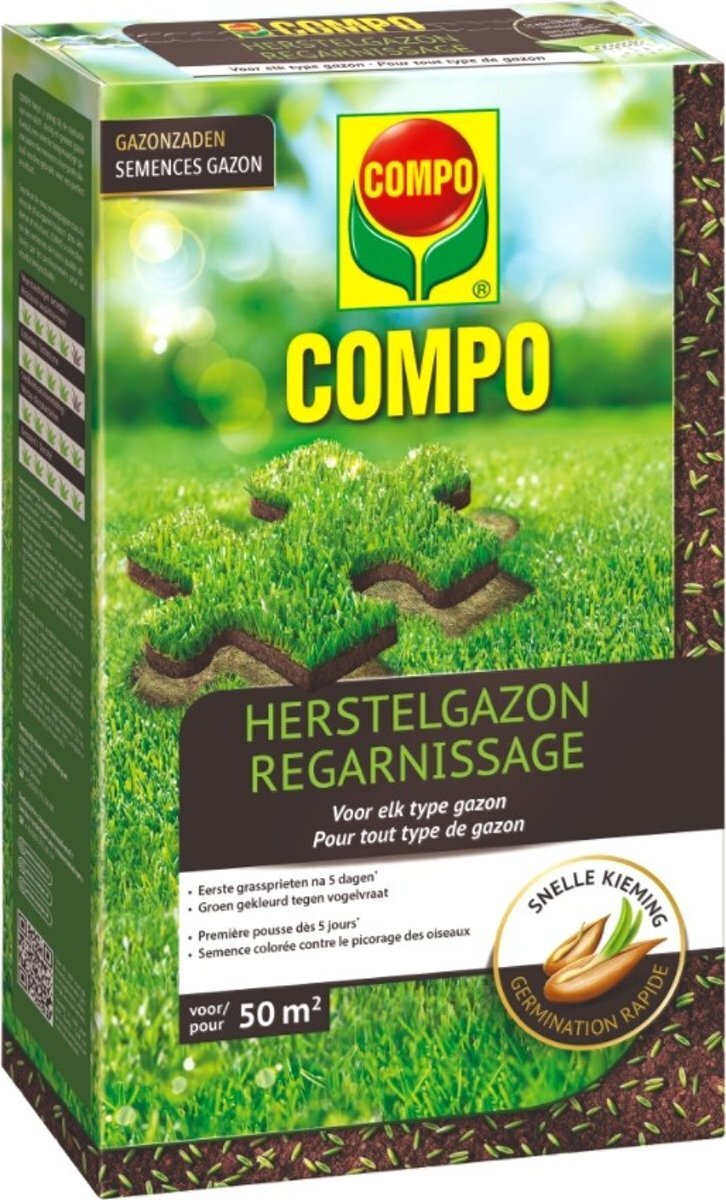 Compo Herstelgazon 1kg - 50mÂ² met snelle kieming