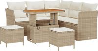vidaXL Tuinbank - Set - 8 zitplaatsen - Beige - Polyrattan