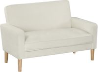 HOMCOM Loveseat Polyester, Gummiholz 130L x 74,5B x 82H cm Cremeweiß