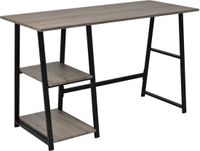 vidaXL Bureau met 2 schappen grijs eikenkleurig