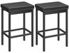 Tabourets de bar, set de 2, rembourrage de 5 cm d'épaisseur, 63 cm de hauteur, noir