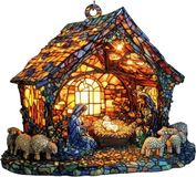 Merkloos Kerstlantaarn Zonnecollector - Raamornament Lichtvanger - Feestelijke Decoratie - Levendige Kleuren - 208 cm Breed - Multicolor