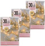 Merkloos Koopman International Kerstverlichting - 6x - op batterij - warm wit - 30 lampjes