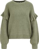 WE Fashion Dames gebreide trui met ruches - Pastel green