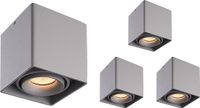 HOFTRONIC Set van 4 Esto LED vierkante opbouwspots - Grijs - Dimbaar - Kantelbaar - 4 Watt - 345 lumen - 2700K warm wit - GU10
