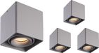 HOFTRONIC Set van 4 Esto LED vierkante opbouwspots - Grijs - Dimbaar - Kantelbaar - 4 Watt - 345 lumen - 2700K warm wit - GU10