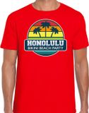 Bellatio Decorations Honolulu Zomer T-shirt / Shirt Honolulu Bikini Beach Party voor Heren - Rood - M