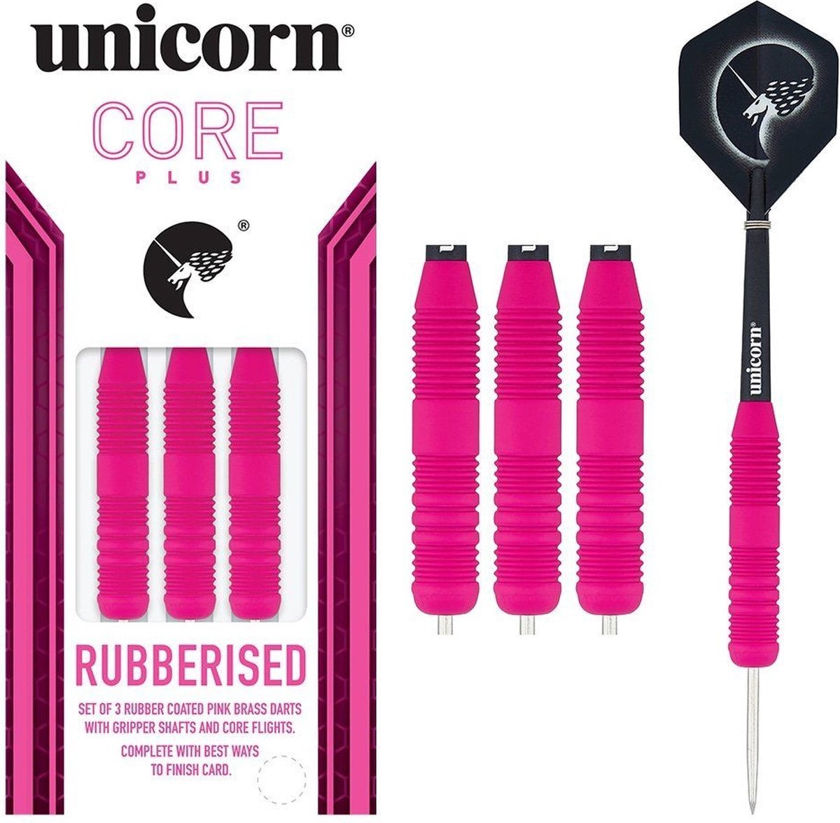 Unicorn Core Plus Rubberised Pink - Dartpijlen