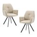 MEUBLE COSY Set van 2 eetkamerstoelen, 360 graden draaibaar, Scandinavische stoel met rugleuning en armleuningen, voor woonkamer, keuken, kantoor, zitting met fluweel, metalen poten, beige